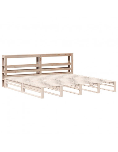 Testiera con Ripiani 200 cm in Legno Massello di Pino