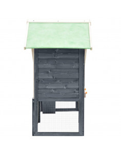 Conigliera Grigio e Bianco 140x63x120cm Legno Massello di Abete