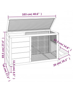 Conigliera Marrone 103x44x69,5 cm in Legno Massello di Pino