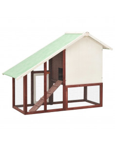 Conigliera Moca e Bianco 140x63x120 cm Legno Massello di Abete