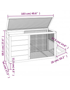 Conigliera Moka 103x44x69,5 cm in Legno Massello di Pino