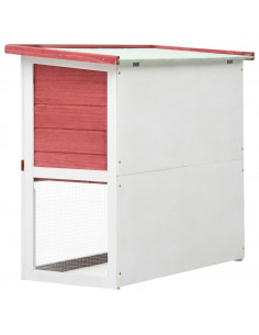 Conigliera per Esterni con 1 Porta Rosso in Legno