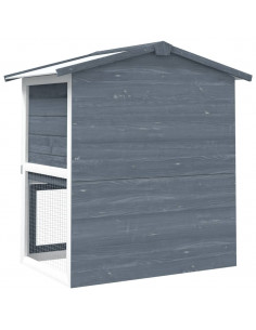 Conigliera per Esterni con 3 Porte Grigia in Legno