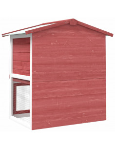 Conigliera per Esterni con 3 Porte Rossa in Legno