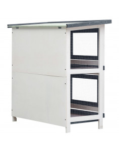 Conigliera per Esterni con 4 Porte Grigia in Legno