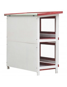 Conigliera per Esterni con 4 Porte Rosso in Legno