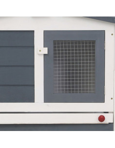 Conigliera per Esterni Grande Grigia e Bianca 204x45x85cm in Legno