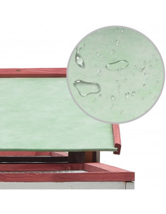 Conigliera Rossa 310x70x87 cm in Legno Massello di Pino e Abete