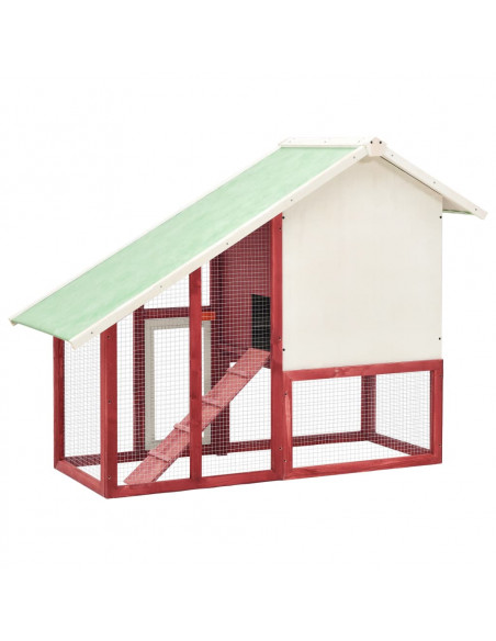 Conigliera Rosso e Bianco 140x63x120cm Legno Massello di Abete