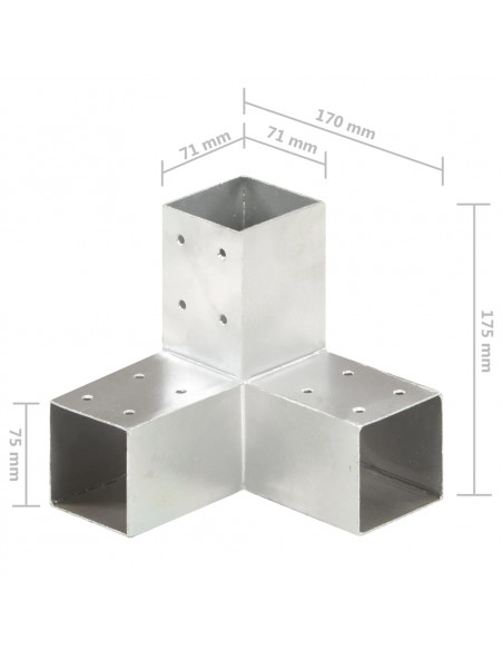 Connettore per Pali a Forma di Y in Metallo Zincato 71x71 mm