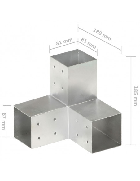 Connettore per Pali a Forma di Y in Metallo Zincato 81x81 mm