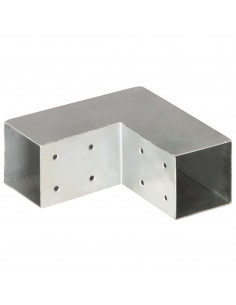 Connettori per Pali a Forma di L 4 pz Metallo Zincato 71x71 mm