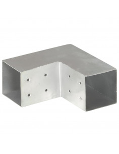 Connettori per Pali a Forma di L 4 pz Metallo Zincato 81x81 mm