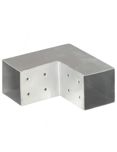 Connettori per Pali a Forma di L 4 pz Metallo Zincato 81x81 mm