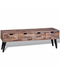 Consolle TV con 4 Cassetti in Legno di Recupero di Teak