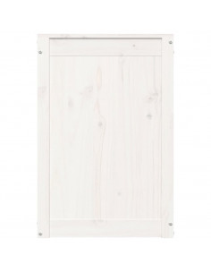 Contenitore per Bucato Bianco 44x44x66 cm Legno Massello Pino