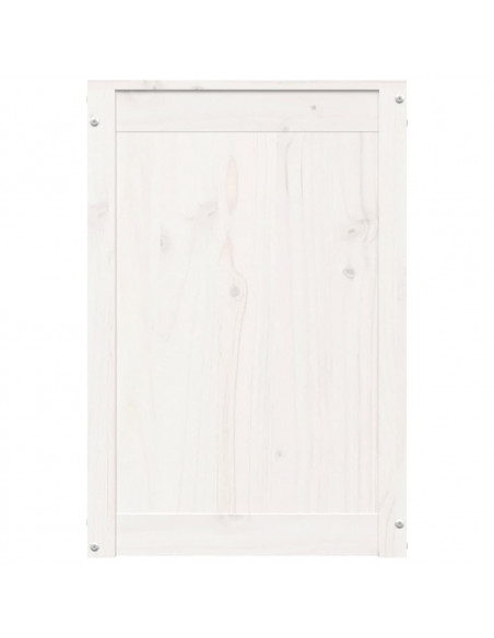 Contenitore per Bucato Bianco 44x44x66 cm Legno Massello Pino