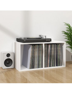 Contenitore per Vinili Bianco 71x34x36 cm in Legno Multistrato