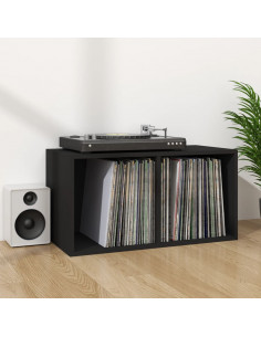 Contenitore per Vinili Nero 71x34x36 cm in Legno Multistrato