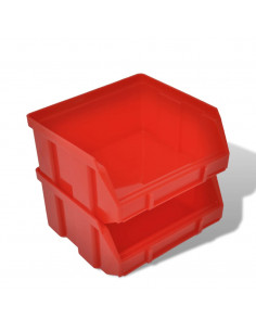Contenitore Plastica per Garage da Parete Set 30 pz Blu e Rosso