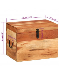 Contenitore Portaoggetti 39x28x31cm in Legno Massello di Acacia