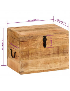 Contenitore Portaoggetti 39x28x31cm in Legno Massello di Mango