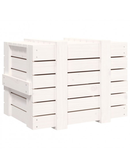 Contenitore Portaoggetti Bianco 58x40,5x42 cm Massello di Pino