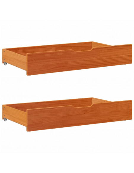 Cassettoni per Letto 2pz Marrone Cera 90x55x16 cm Legno di Pino
