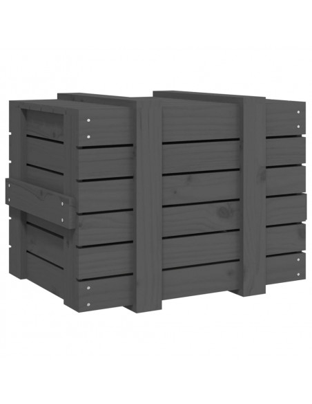 Contenitore Portaoggetti Grigio 58x40,5x42 cm Massello di Pino