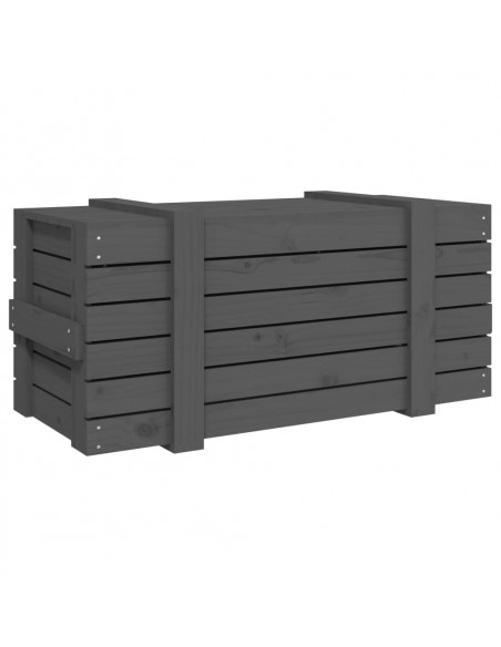 Contenitore Portaoggetti Grigio 91x40,5x42 cm Massello di Pino