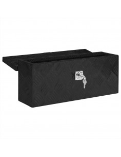 Contenitore Portaoggetti Nero 50x15x20,5 cm in Alluminio