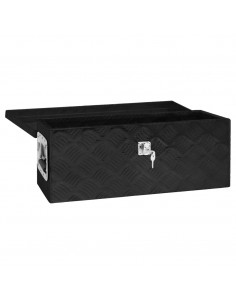 Contenitore Portaoggetti Nero 60x23,5x23 cm in Alluminio