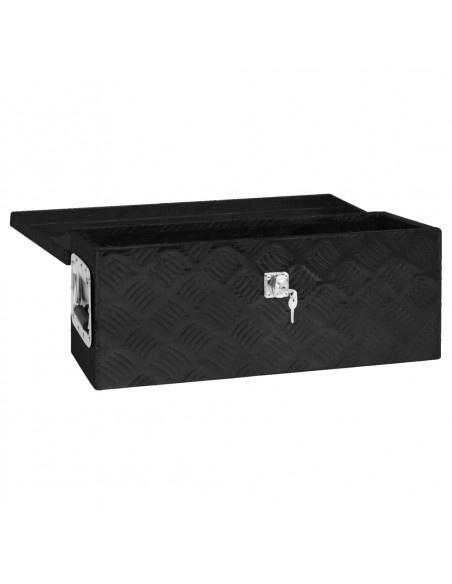 Contenitore Portaoggetti Nero 60x23,5x23 cm in Alluminio