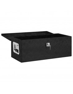 Contenitore Portaoggetti Nero 70x31x27 cm in Alluminio