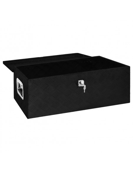 Contenitore Portaoggetti Nero 80x39x30 cm in Alluminio