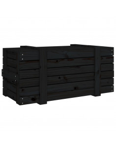 Contenitore Portaoggetti Nero 91x40,5x42 cm Legno Massello Pino