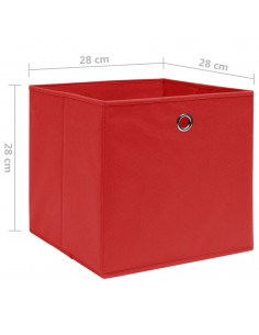 Contenitori 10 pz in Tessuto non Tessuto 28x28x28 cm Rosso