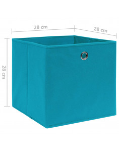 Contenitori 4 pz in Tessuto non Tessuto 28x28x28 cm Azzurro