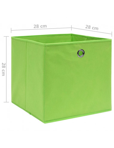 Contenitori 4 pz in Tessuto non Tessuto 28x28x28 cm Verde
