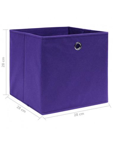 Contenitori 4 pz in Tessuto non Tessuto 28x28x28 cm Viola