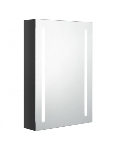 Armadietto Bagno con Specchio e LED Nero Lucido 50x13x70 cm