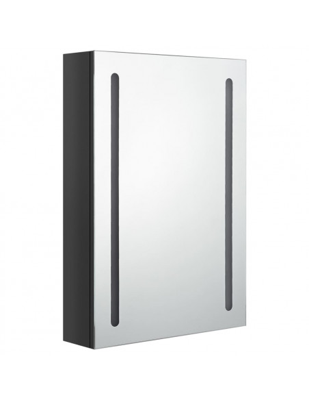 Armadietto Bagno con Specchio e LED Nero Lucido 50x13x70 cm