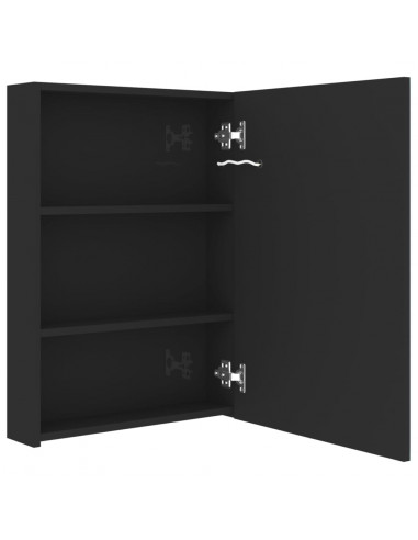 Armadietto Bagno con Specchio e LED Nero Lucido 50x13x70 cm