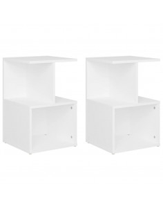 Comodini 2 pz Bianchi 35x35x55 cm in Legno Multistrato 2