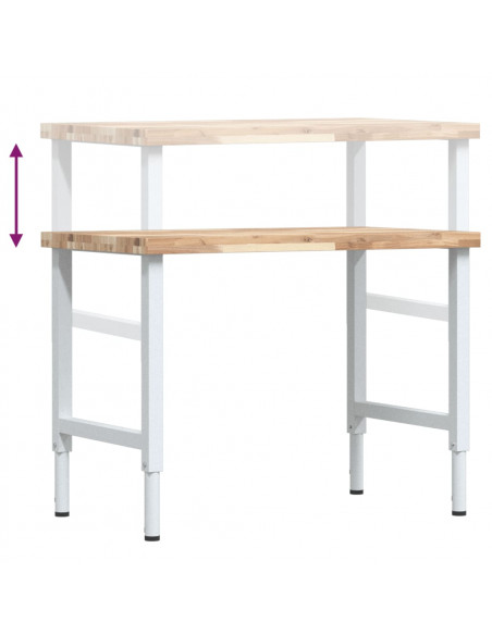 Banco Lavoro 100x60x(73-99,5) cm Legno di Acacia Rettangolare