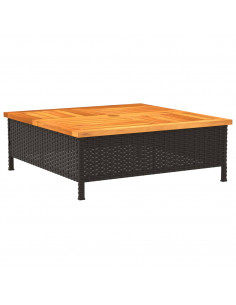 Copertura Base Ombrellone Nera 70x70x25 cm Polyrattan e Acacia