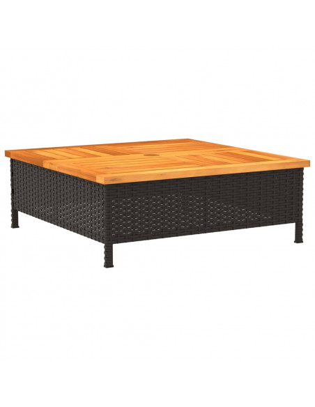 Copertura Base Ombrellone Nera 70x70x25 cm Polyrattan e Acacia
