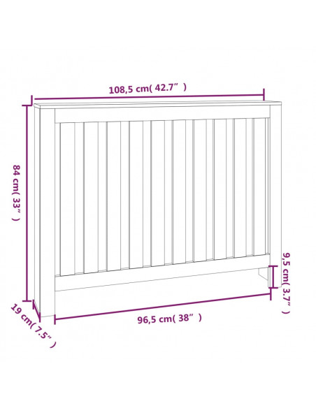 Copertura Termosifone 108,5x19x84 cm in Legno Massello di Pino