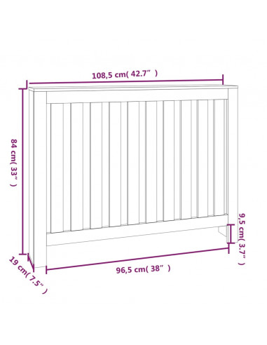 Copertura Termosifone Bianca 108,5x19x84 cm Legno Massello Pino