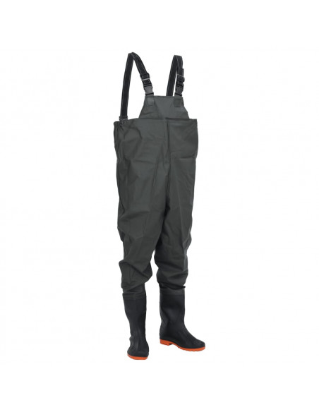 Wader da Pesca con Pettorina e Stivali Verde Scuro Taglia 38